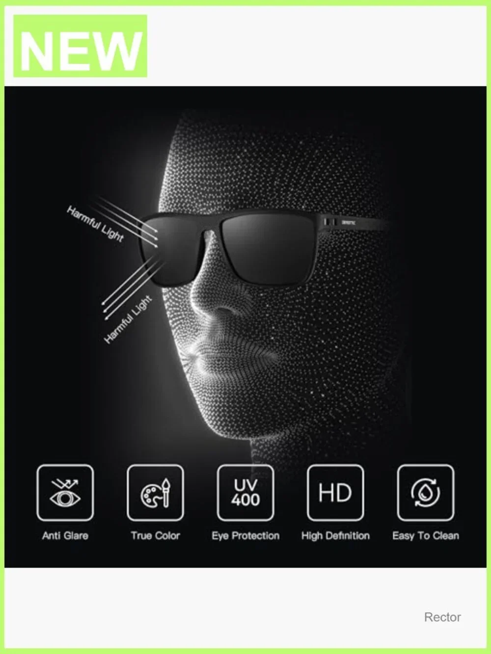 Polarized Sunglasses for Men UV400 TR90 Frame Lightweight Square Sun Glasses